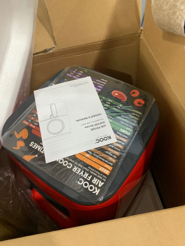 Photo 1 of [NEW LANUCH] KOOC Large Air Fryer, 4.5 Quart Electric Hot Oven Cooker, Free Cheat Sheet for Quick Reference Guide, LED Touch Digital Screen, 8 in 1, Customized Temp/Time, Nonstick Basket, Red