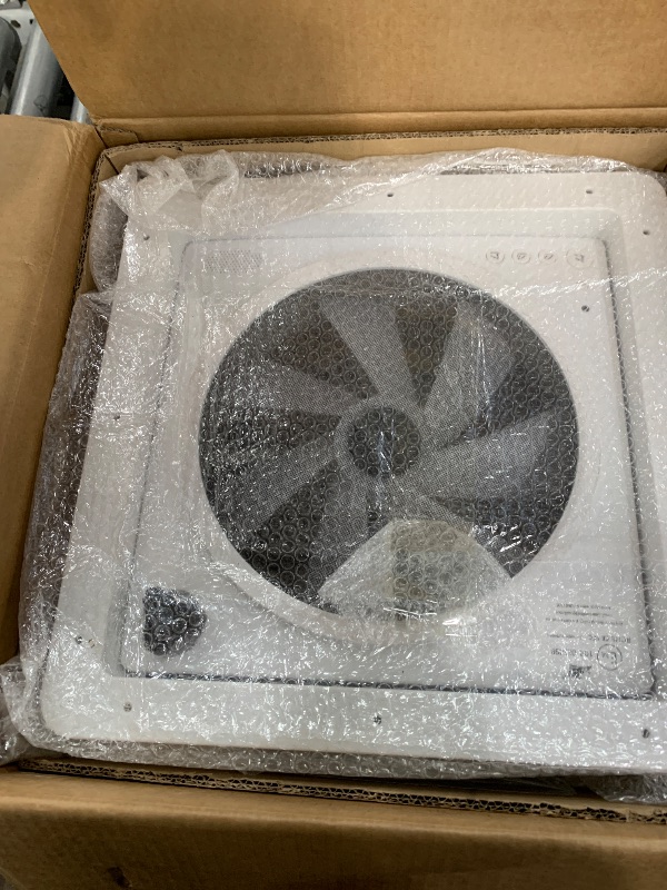 Photo 1 of 2012 Electric Air Max 14" Vent RV Roof Vent Reversible Exhuast Fan, Ultra Low Sound Level Permanent RV Air Ventilation Ceiling Fan 12V Remote with Rain Sensor, Semi-transparent UV-Proof Cover Lid