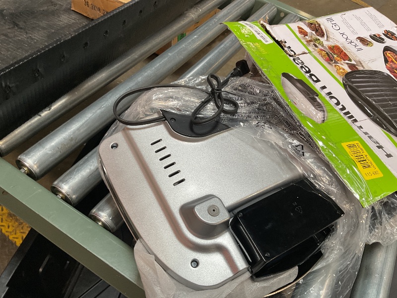 Photo 1 of Hamilton Beach Electric Indoor Grill, 6-Serving, Large 90 sq. in. Nonstick Easy Clean Plates, Floating Hinge for Thicker Foods, 1200 Watts, 6.38"D x 12.68"W x 13.78"H , Silver (25371)