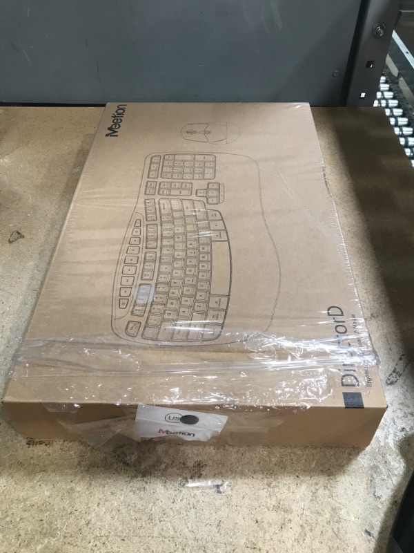 Photo 1 of MEETION Wave Ergonomic Keyboard and Mouse Wireless, USB/Bluetooth Wave Ergo Keyboard with Wrist Rest, 4 DPI Adjustable Swing Wheel Silent Wireless Mouse Rechargeable for Windows/Mac/Android Director-D