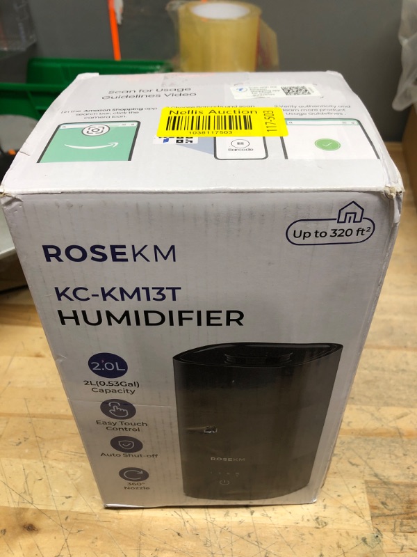 Photo 1 of ***(HEAVILY USED)***
ROSEKM Humidifiers for Bedroom, Cool Mist Humidifier for Home Plant and Baby Nursery, Quiet Ultrasonic Humidifier with 360° Nozzle, Auto Shut-Off, Filterless, Black