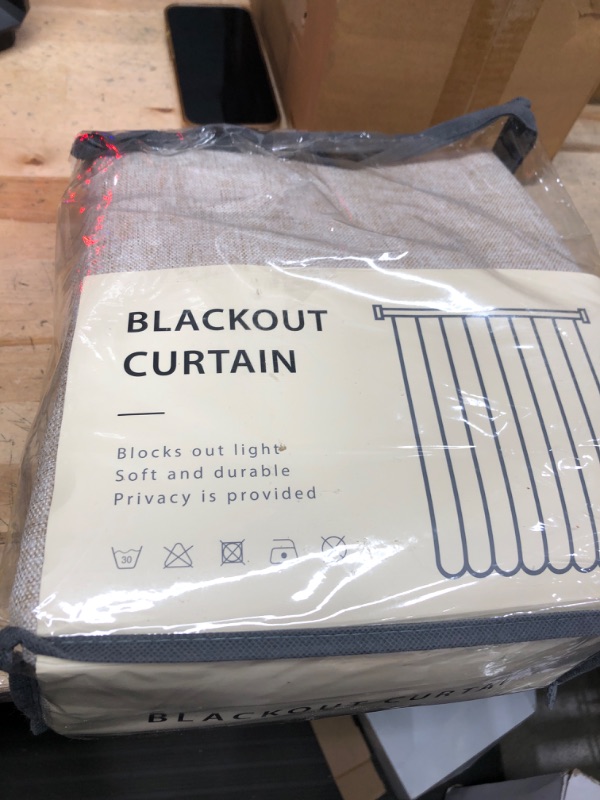 Photo 1 of 100% Blackout Shield Linen Blackout Curtains for Bedroom 120 Inches Long, Back Tab/Rod Pocket Living Room Drapes, Thermal Insulated Blackout Curtains 2 Panels Set, 50" W x 120" L, Oatmeal