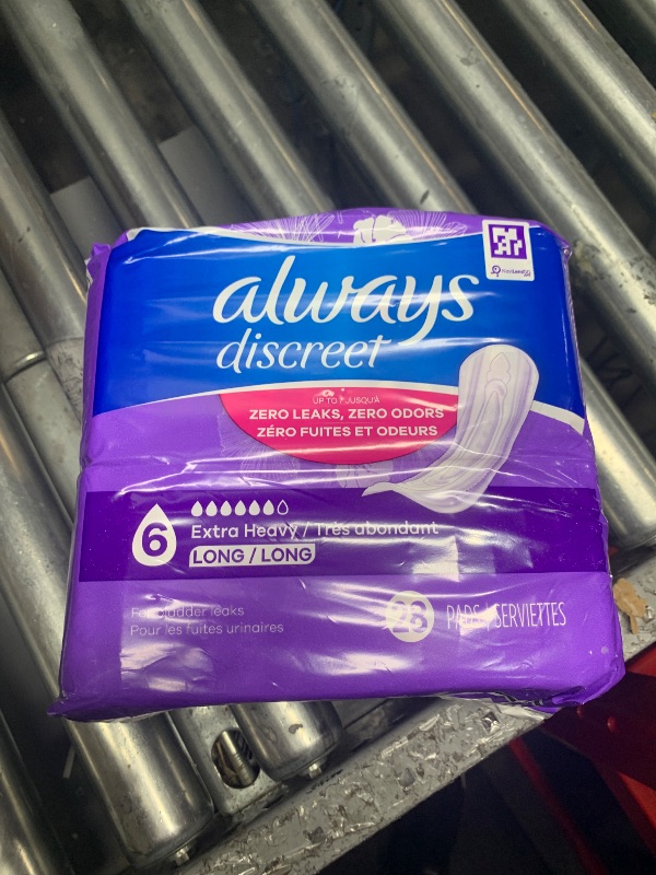 Photo 1 of Always Discreet for Bladder Leaks, Ultimate Overnight, Long Length, 28 Pads (Packaging May Vary)