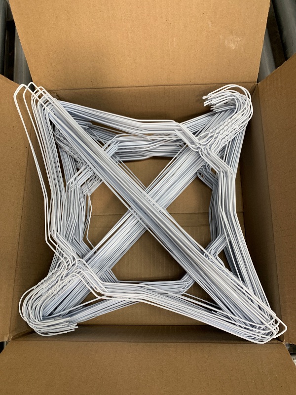 Photo 1 of 200 Wire Hangers - White Metal Hangers in Bulk - 18 Inch Thin Standard Dry Cleaner Coated Steel