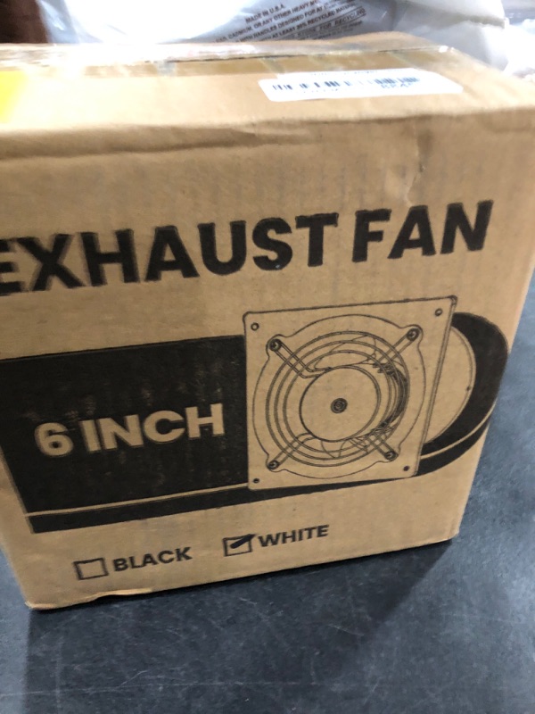 Photo 1 of HG Power 6 Inch Kitchen Exhaust Fan, 308CFM Powerful Through Wall Basement Exhaust Fan, Wall Mount Bathroom Extractor Fan for Garage, Window Ventilation, White