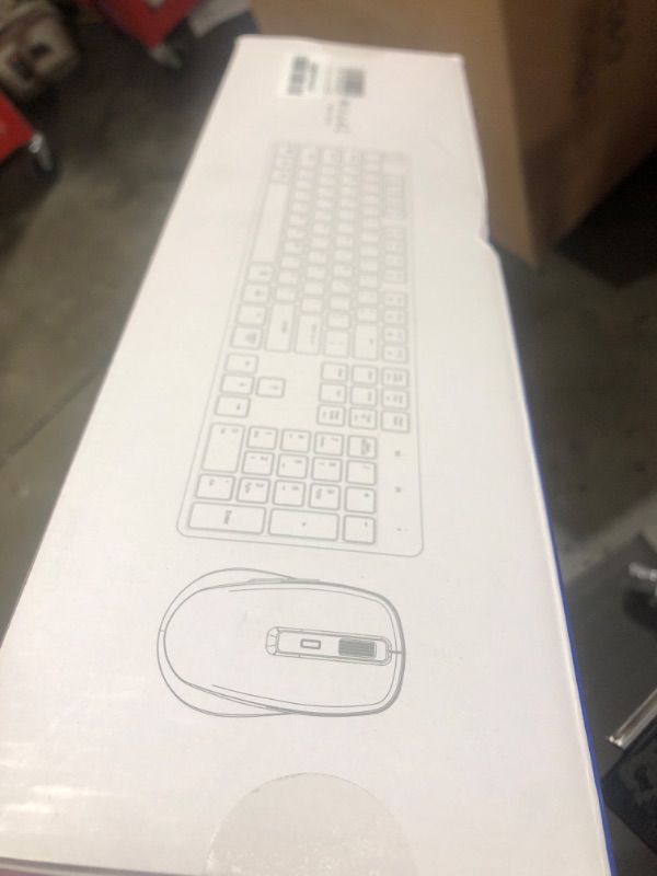 Photo 1 of POWZAN Backlit Wireless Keyboard and Mouse, Rechargeable Quiet Wireless Keyboard Mouse Combo, Jiggle Mouse, 2.4G Cordless USB Keyboard Slim Full Size for Apple iMac, MacBook, laptop and PC, Space Gray