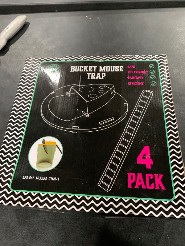 Photo 1 of Mouse Trap Bucket- 5 Gallon Bucket Lid Mouse Rat Trap 4 Pack - Automatic Reset Flip and Slide Mouse Trap - Humane Mouse Rat Traps for Indoor Outdoor Use - Reusable Mouse Trap