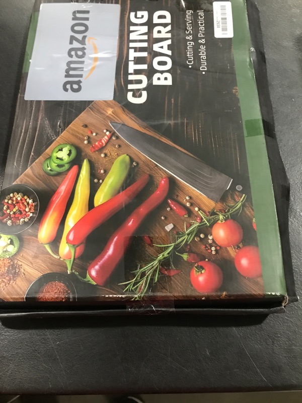 Photo 1 of THETCHRY Cutting Boards for Kitchen, Design in USA Large Acacia Wood Chopping Board, Checkered Cutting Board with Juice Grooves & Handles, Butcher Block Serving Tray with Gift Box, 17" x 12" x 0.8"