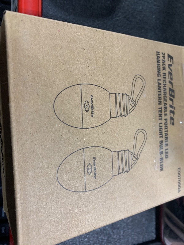 Photo 1 of EverBrite Rechargeable Camping Light,Portable Tent Lantern,3 Lighting Modes, Hanging Tent Light Bulbs with Clip Hook for Hiking, Fishing, Backpacking, Emergency and More,Blue(2 Pack)