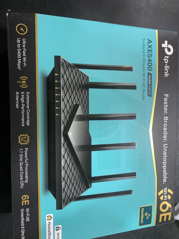Photo 1 of TP-Link AXE5400 Tri-Band WiFi 6E Router (Archer AXE75)- Gigabit Wireless Internet Router, ax Router for Gaming, VPN Router, OneMesh, WPA3