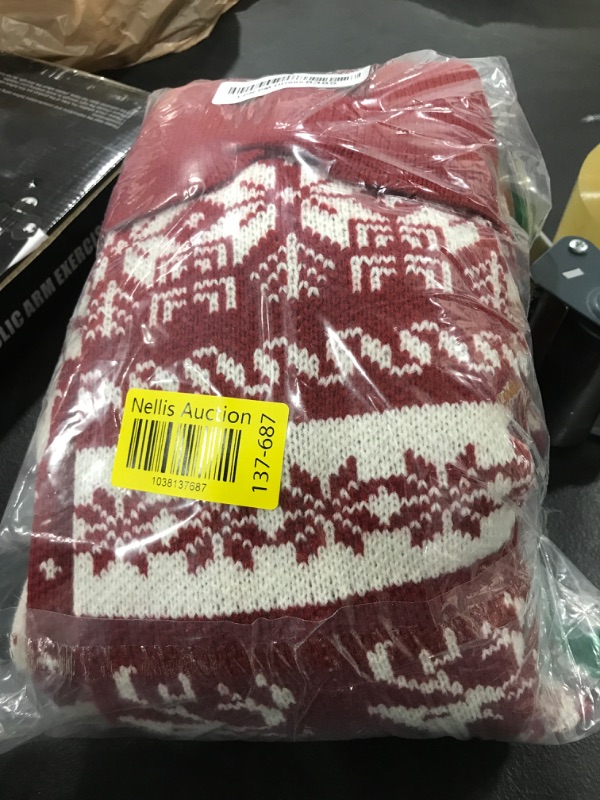 Photo 1 of 26-Inch Large Nordic Style Knitted Christmas Stockings in Burgundy/White for Stuffers & Mantel, Wall, & Staircase Decoration