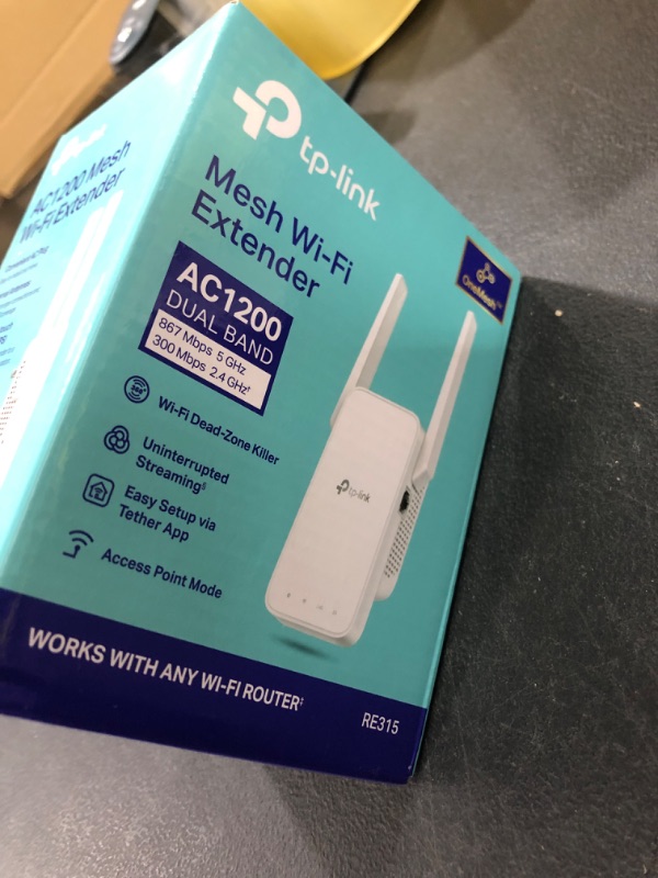 Photo 1 of TP-Link AC1200 WiFi Extender, 2024 Wirecutter Best WiFi Extender, 1.2Gbps home signal booster, Dual Band 5GHz/2.4GHz, Covers Up to 1500 Sq.ft and 30 Devices ,support Onemesh, One Ethernet Port (RE315)