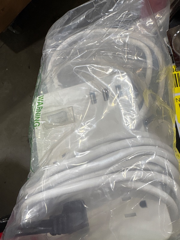 Photo 1 of Outdoor Power Strip Weatherproof with USB,Waterproof Power Strip with 4 Wide Spaced Outlets,1700 Joules Surge Protector,15 Ft Extension Cord Power Strip with Low Profile Flat Plug (White)