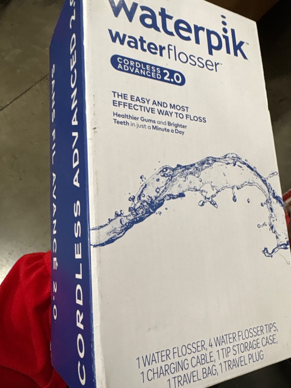 Photo 1 of Waterpik Cordless Advanced 2.0 Water Flosser For Teeth, Gums, Braces, Dental Care With Travel Bag and 4 Tips, ADA Accepted, Rechargeable, Portable, and Waterproof, White WP-580, Packaging May Vary