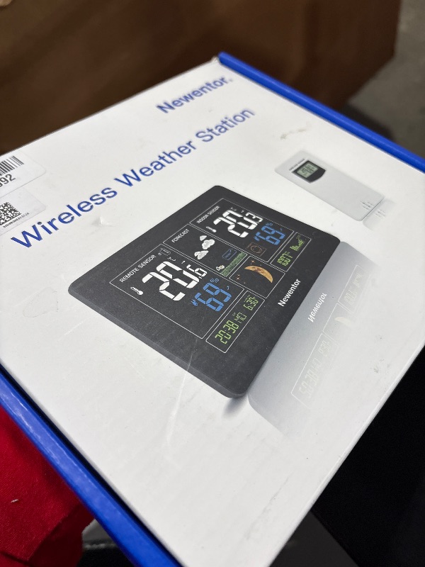 Photo 1 of Newentor Weather Station Wireless Indoor Outdoor Thermometer, Color Display Digital Weather Thermometer with Atomic Clock, Barometric Pressure, Forecast Station with Adjustable Backlight, Black