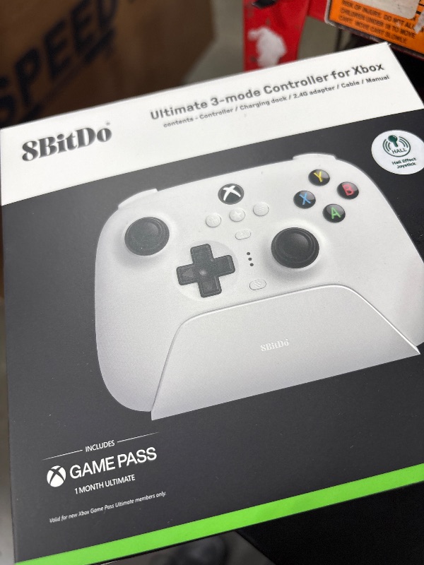 Photo 1 of 8Bitdo Ultimate 3-mode Hall Effect Joysticks/Hall Trigger Controller with Charging Dock, Wired for Xbox Series X|S, Xbox One, Wireless for Apple, Windows & Android - Officially Licensed (White)