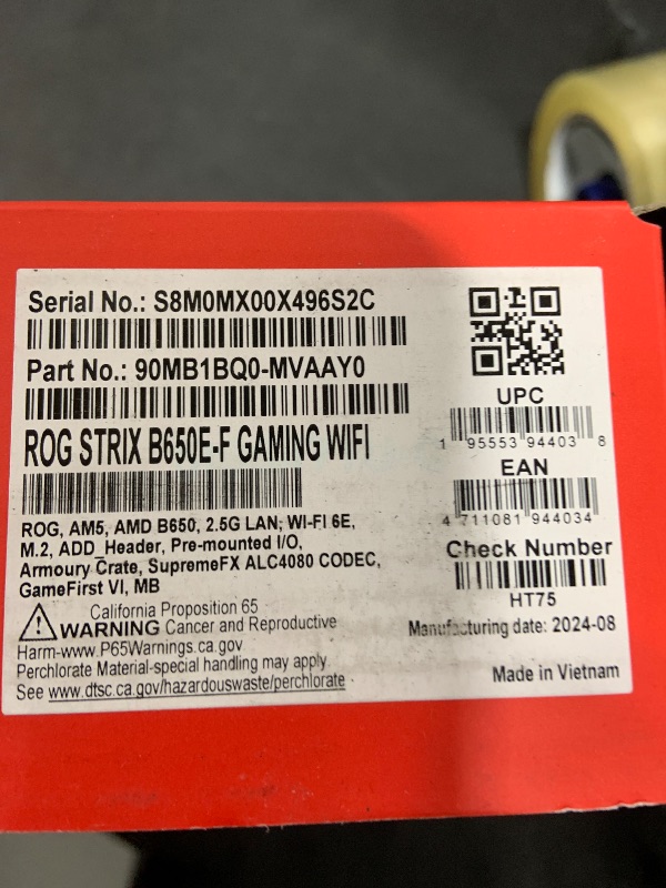 Photo 3 of ASUS ROG Strix B650E-F Gaming WiFi AMD B650 AM5 Ryzen™ Desktop 9000 8000 & 7000 ATX Motherboard, 12+2 Power Stages, DDR5, 3X M.2 Slot, PCIe® 5.0, WiFi 6E, 2.5G LAN, USB 3.2 Gen 2x2 Type-C®, Aura Sync