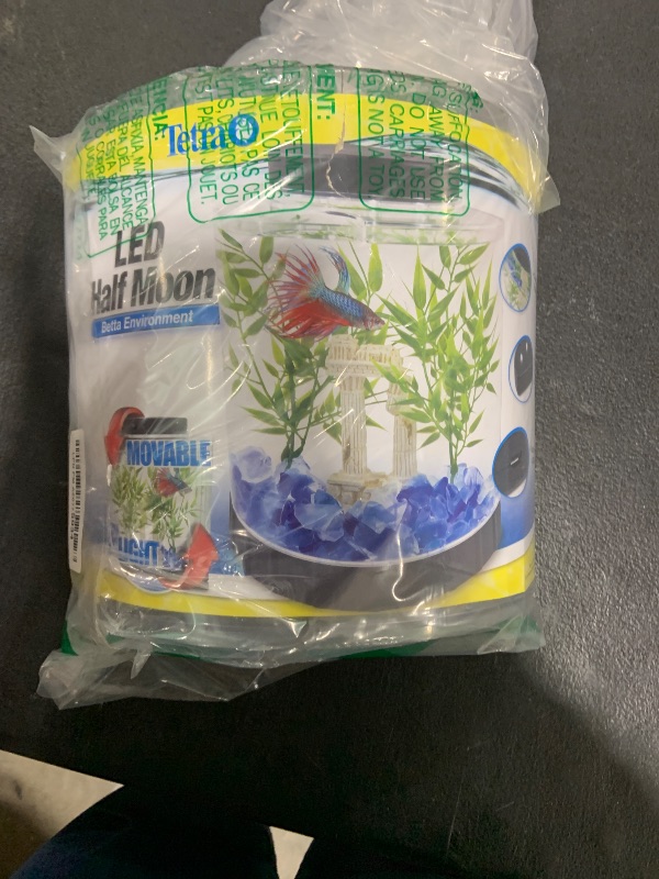 Photo 1 of Tetra 1 Gallon Half Moon Small Fish Tank w/ Movable LED Light, For Betta & Gold Fish, Aquarium
