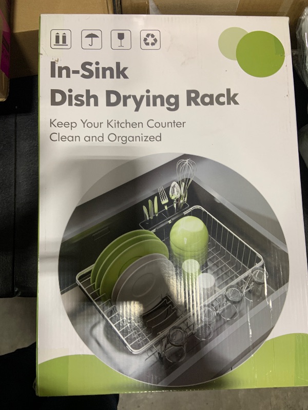 Photo 1 of JASIWAY Dish Drying Rack in Sink- Over The Sink Colander Strainer Basket, Stainless Steel Strainer Basket with Expandable Rubber Grip Handles for Vegetables, Fruits, Home Kitchen Essentials, Black