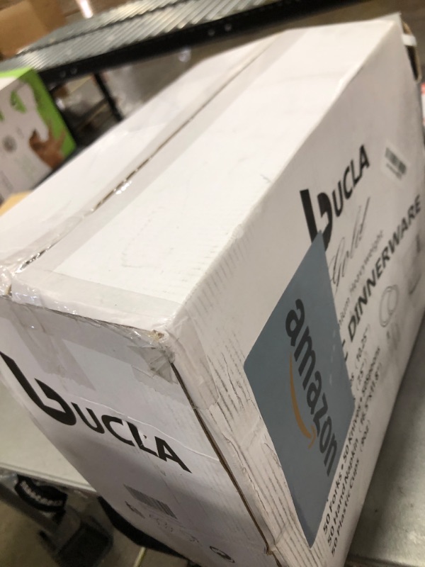 Photo 1 of bUCLA 350PCS Gold Plastic Dinnerware Set - Gold Plastic Plates Disposable for 50 Guests Include 50 Dinner Plates,50 Dessert Plates,50 Forks,50 Knives,50 Spoons,50 Cups&50 Napkins for Party