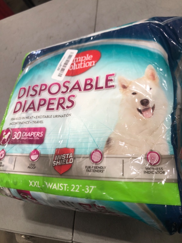 Photo 2 of Simple Solution Disposable Dog Diapers, Female Dog Diapers, Puppy Potty Training, Incontinence and Heat Cycle Protection, Extra Large Diapers for Dogs, 22-37 Inch Waist, 30 Count