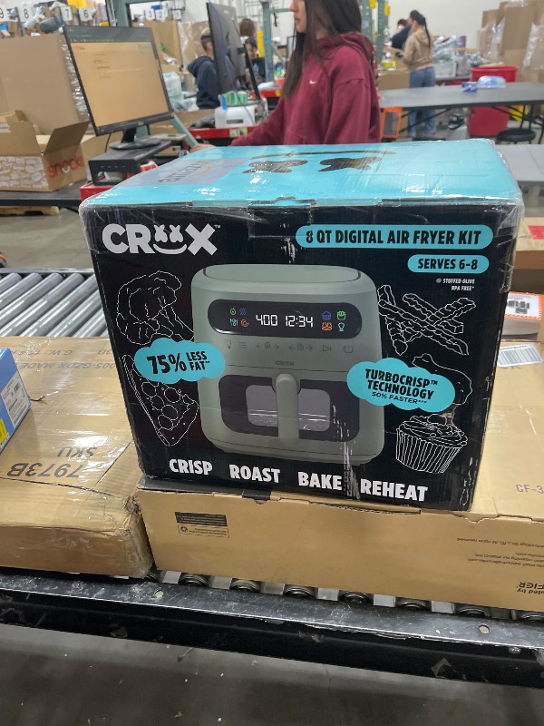 Photo 1 of CRUX x Marshmello 8.0 QT Digital Air Fryer with TurboCrisp Technology, Touch Screen Temperature Control, Timer and Auto Shut-off, Fully Programmable, Silicone Liner Included, Olive