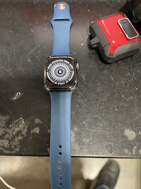 Photo 3 of *LOCKED* Apple Watch Series 7 [GPS + Cellular 45mm] Smart Watch w/Graphite Stainless Steel Case with Abyss Blue Sport Band. Fitness Tracker, Blood Oxygen & ECG Apps, Always-On Retina Display, Water Resistant