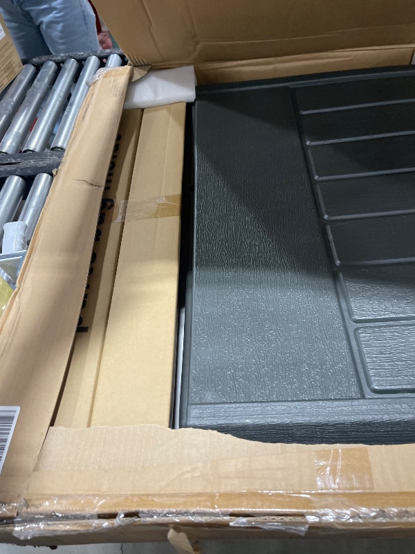 Photo 1 of YITAHOME Extra Large Outdoor Horizontal Storage Shed, 4.5x4ft Resin Tool Sheds w/o Shelf, Easy to Assemble Waterproof Storage for Trash Cans, Garden Tools, Lawn Mower, Lockable, Dark Gray STOCK PHOTO FOR REFERENCE ONLY box 1 of 2