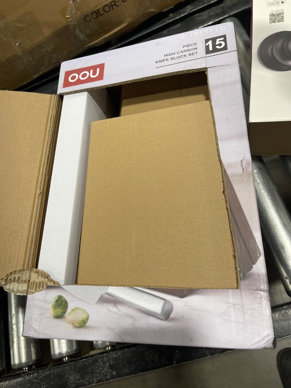 Photo 1 of OOU Kitchen Knife Set - 15 Pcs High Carbon Stainless Steel Chef Knife Sets, Dishwasher Safe Black Knives Block Set With Built in Sharpener, Best Christmas Gifts for Men Women