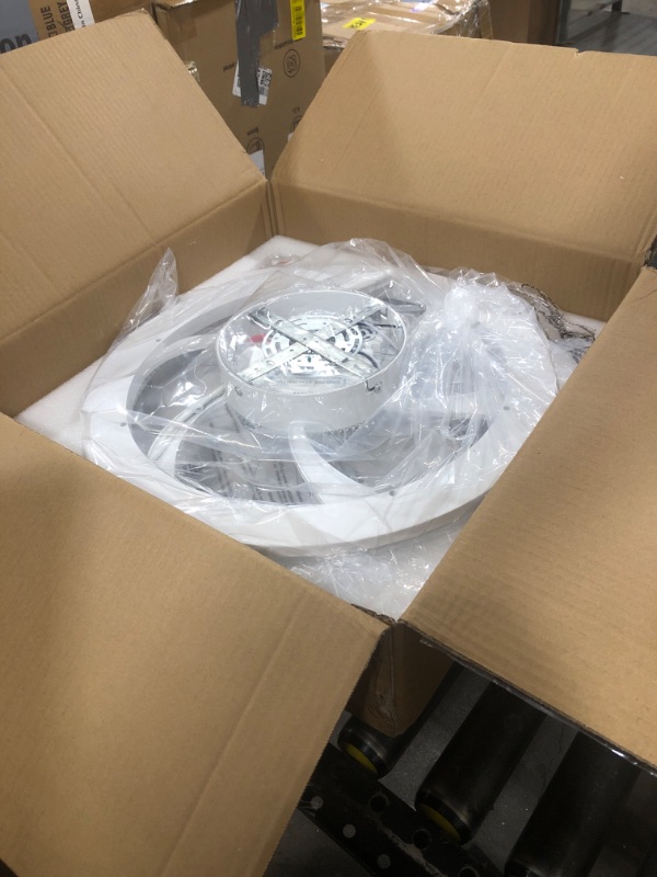 Photo 1 of vookea 2 in 1 RGB-LED 20” Ceiling Fans with Lights and Remote, 3000-6500K Dimmable Flush Mount Low Profile Ceiling Fan with Lights, Bluetooth 6 Speeds Bladeless Fans with APP Control for Bedroom