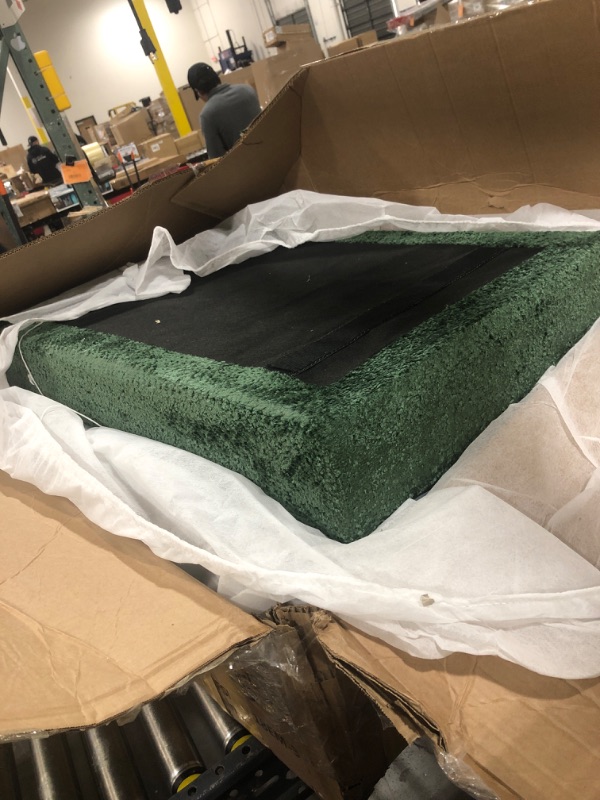 Photo 1 of green fuzzy ottoman 