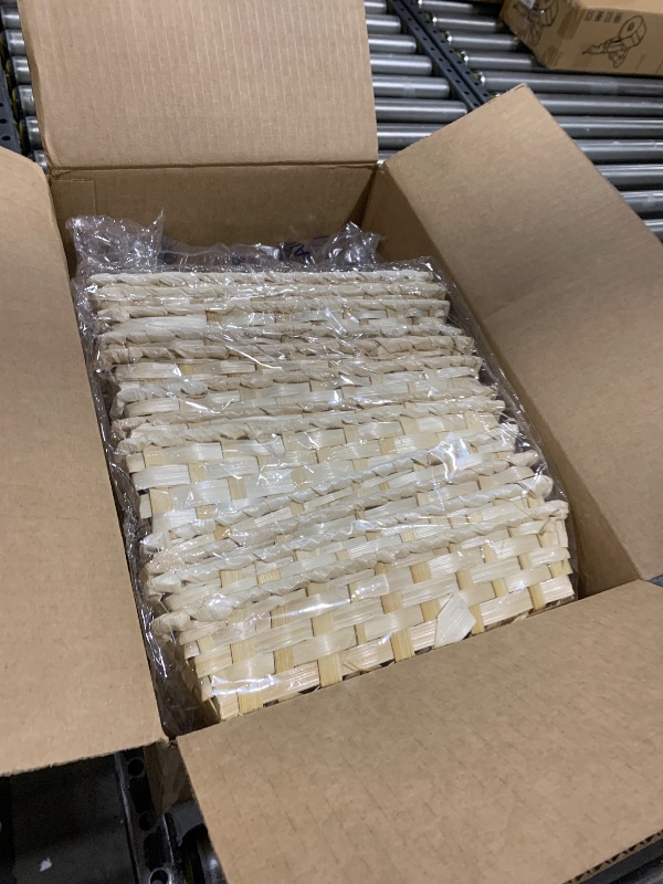 Photo 1 of 12 Pack Bulk Basket Natural Rectangular Bamboo 11" Tray Basket Bread Bowl Basket 