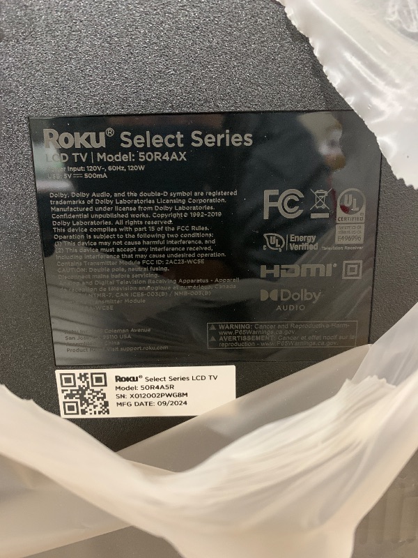 Photo 1 of Roku Smart TV – 50-Inch Select Series 4K HDR RokuTV with Roku Enhanced Voice Remote