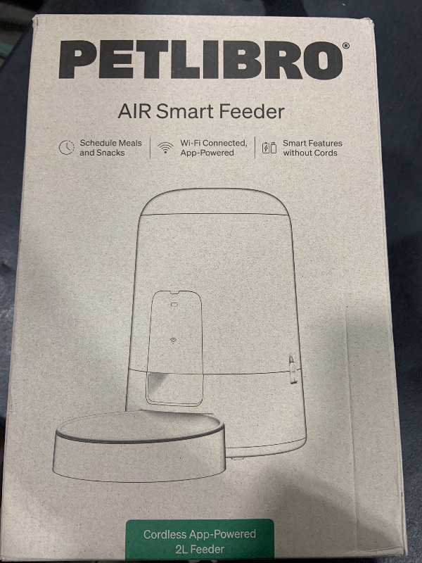 Photo 1 of PETLIBRO Automatic Cat Feeder, Wi-Fi Rechargeable Cat Food Dispenser Battery-Operated with 30-Day Life, AIR 2.4G Wi-Fi Timed Pet Feeder for Cat & Dog, 2L Auto Cat Feeder, Black