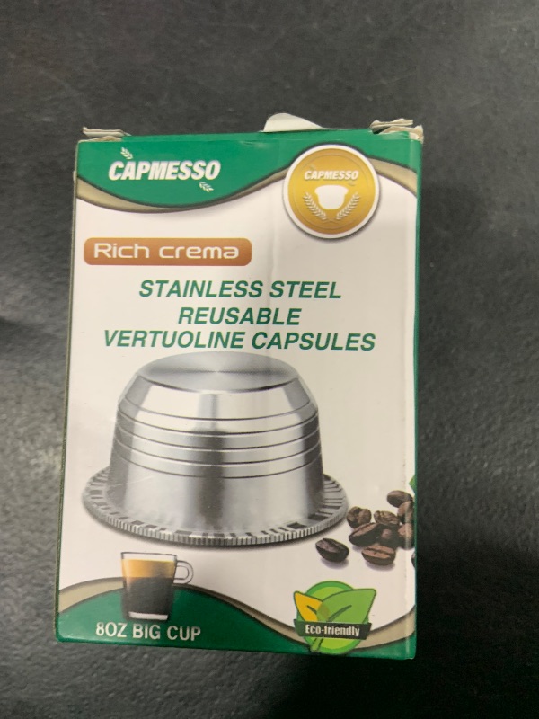 Photo 1 of CAPMESSO Coffee Capsule, Reusable Vertuoline Pod Refillable Vertuo Capsules Stainless Steel Compatible with Vertuoline Machine GCA1 and Delonghi ENV135S (8OZ-Coffee Cup)