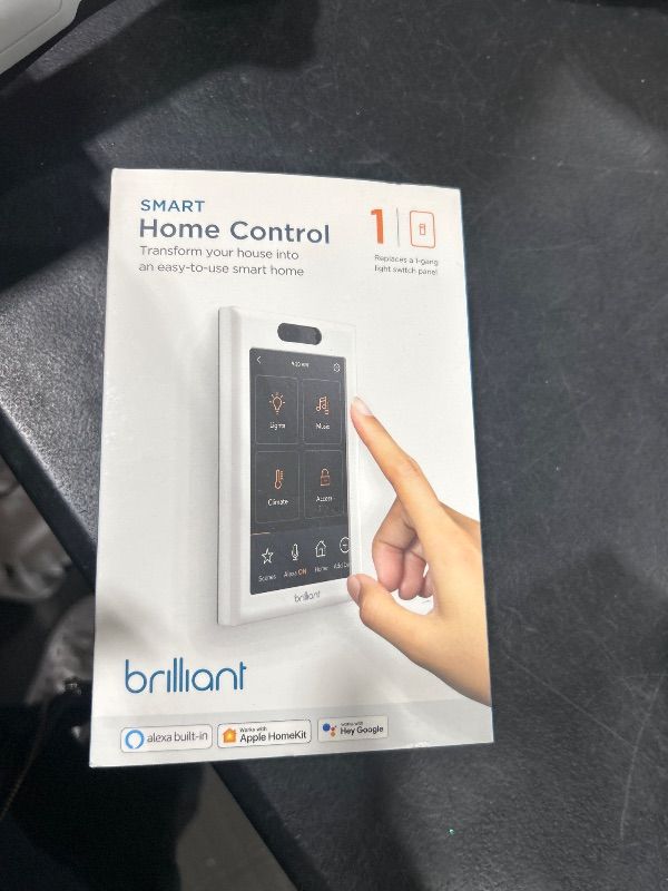 Photo 1 of Brilliant Smart Home Control (1-Switch Panel) — Alexa Built-In & Compatible with Ring, Sonos, Hue, Google Nest, Wemo, SmartThings, Apple HomeKit — In-Wall Touchscreen Control for Lights, Music, & More