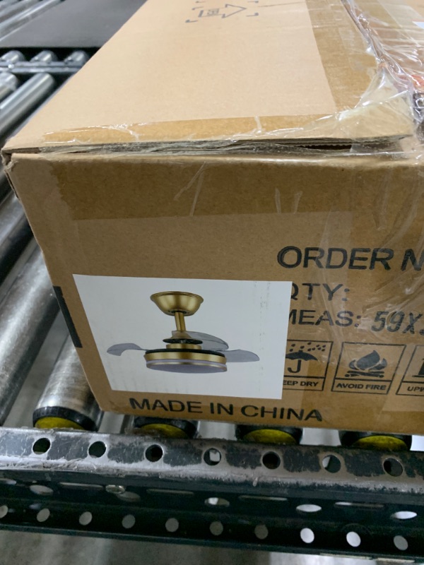 Photo 1 of Small Ceiling Fans with Lights 22'' Gold Chandelier Ceiling Fans Dimmable, Semi Flush Mount Ceiling Fans