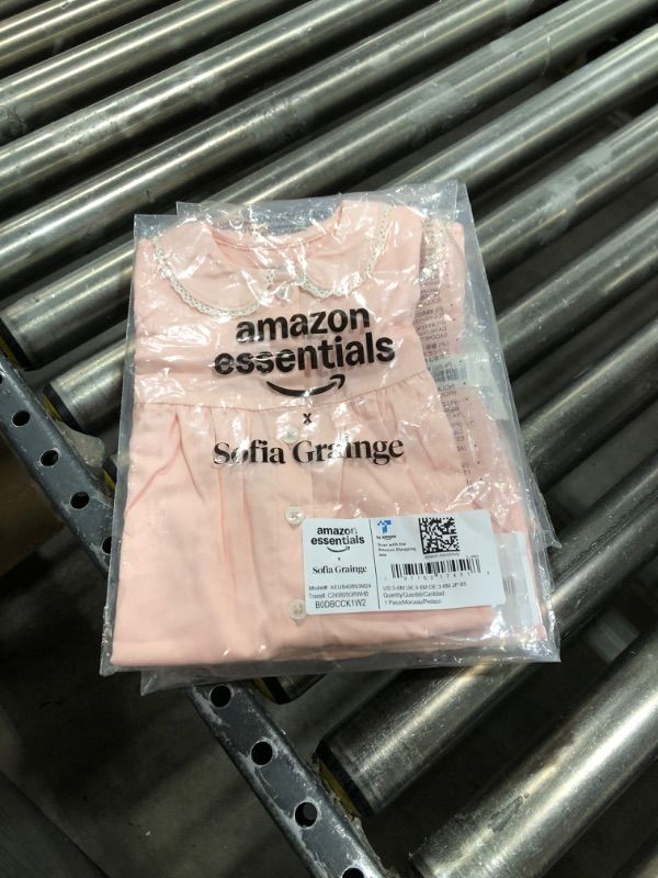 Photo 1 of Amazon Essentials x Sofia Grainge Baby Girls' Cotton Sateen Dress with Collar, Pink, 3-6 Months