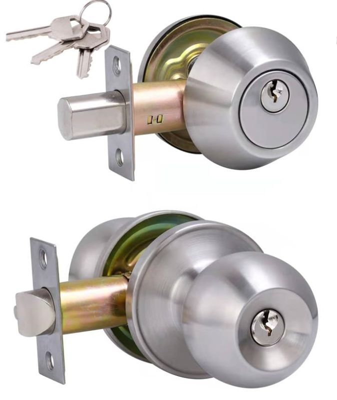 Photo 1 of  Entry Door Knob and Single Cylinder Deadbolt Combo Set, Satin Nickel