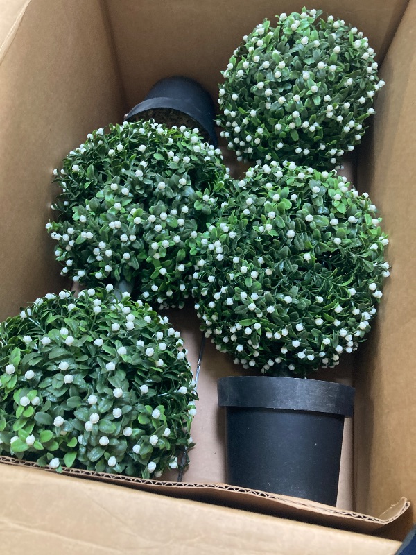 Photo 1 of 2FT Artificial Boxwood Topiary Tree 2 Pack, Artificial Boxwood Double Ball Topiary Trees, UV Resistance Rated Faux Topiaries Tree, Fake Greenery Plants Ball Tree for Porch,Home,Garden Decor Set of 2