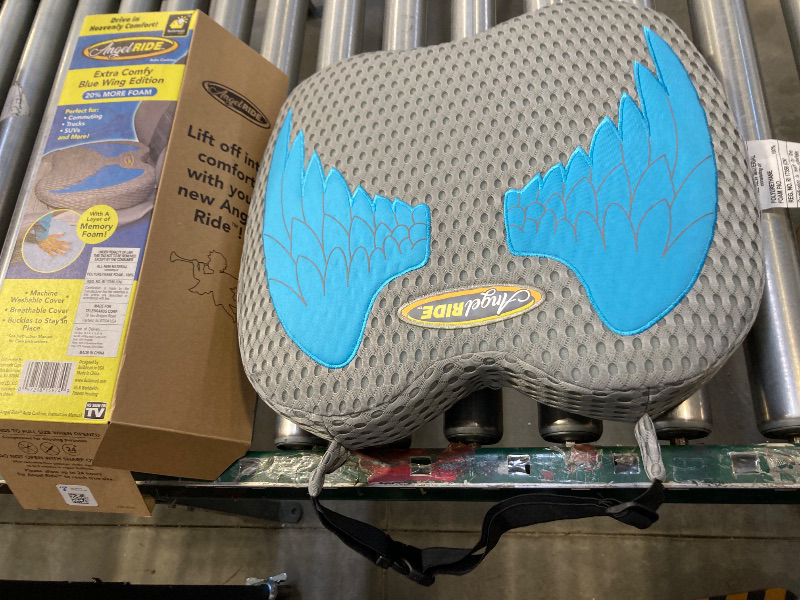 Photo 1 of Angel Ride Blue Wing Auto Cushion w/Memory Foam, AS-SEEN-ON-TV, Advanced Lumbar Helps Relieve Pressure Points, Molds to Any Body, Drive in Heavenly Comfort in Any Vehicle, Breathable, Washable Cover