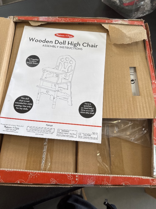 Photo 2 of Melissa & Doug Wooden Doll High Chair - Wooden Pretend Play High Chair For Dolls