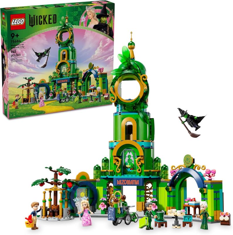 Photo 1 of LEGO Wicked Welcome to Emerald City Building Toy - Wicked Toy for Kids, Ages 9+ - Gift for Girls and Boys with Tower Model, Glinda, & Elphaba Minidolls - 75684