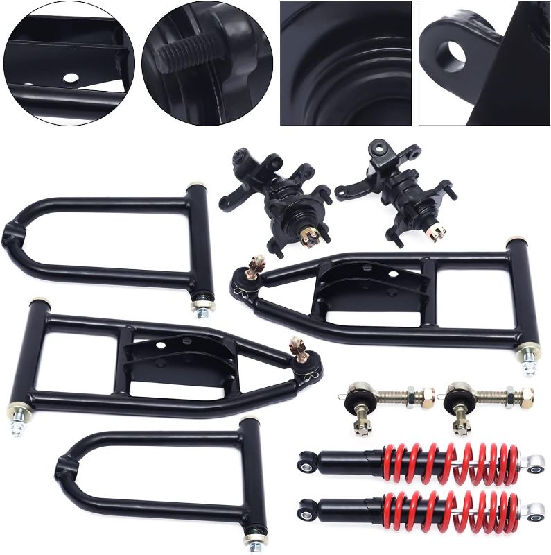 Photo 1 of 13'' Front Suspension Shock Kit,Upper Lower Steering Knuckle Spindle Kit For ATV Quad Bike Go Kart Buggy DIY Parts Front Suspension Swingarm Assembly