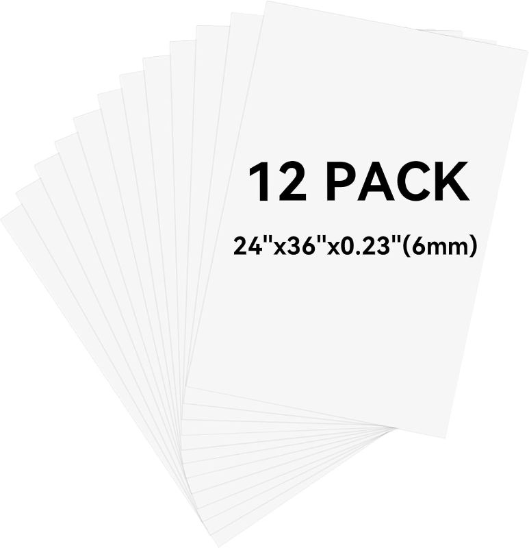 Photo 1 of 12 Pack White Foam Board 24"x36", 0.23" Thick Foam Core Board for Projects, White Poster Board for Painting, Displaying, and Craft Projects