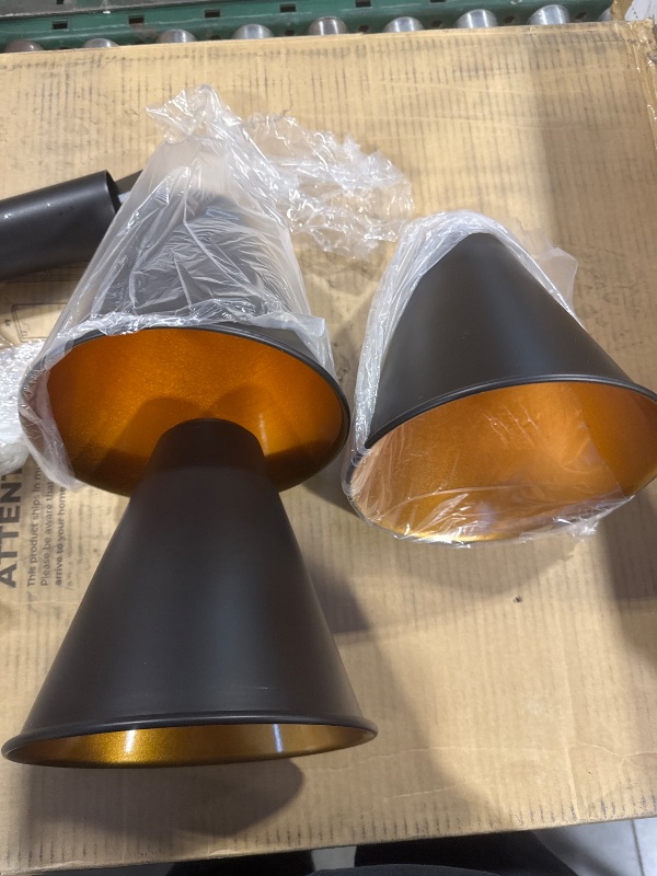 Photo 1 of  Industrial Vintage Metal Bulb Guard Iron Black Hanging Ceiling Cone 3 Pack 
