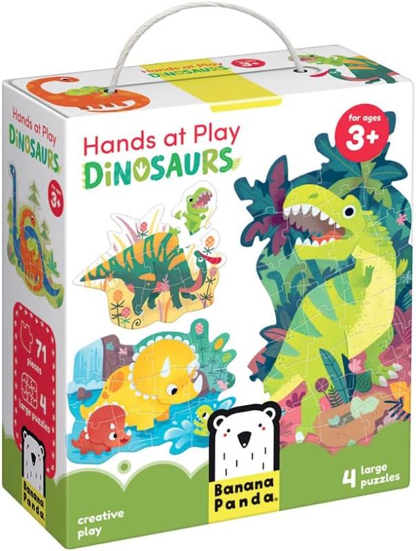 Photo 1 of Banana Panda Hands at Play Dinosaur Puzzle Set - Includes 4 Large Progressive Jigsaw Puzzles with 71 Total Pieces - Develop Fine Motor Skills and Learn About Dinosaurs - for Kids Ages 3-5 Years
