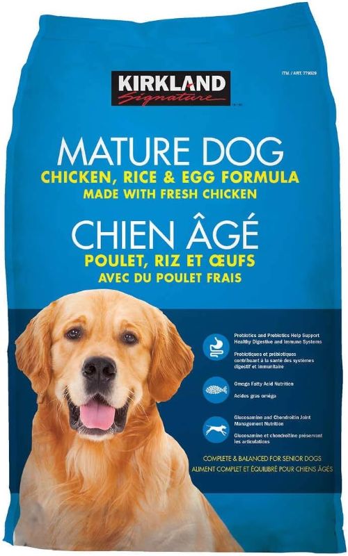 Photo 1 of Kirkland Signature Mature Formula Chicken Rice and Egg Dog Food 40 Lb.
