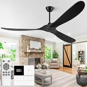 Photo 1 of Eliora 72 Inch Ceiling Fan With Remote And Wall Switch,Large Wood Ceiling Fan Without Light 3 Blades,Outdoor Ceiling Fans 6 Speed,Quiet DC Motor for Patios-Black
