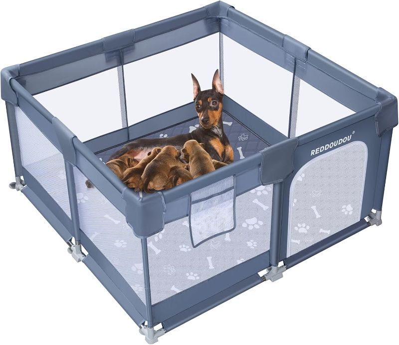 Photo 1 of Pet Whelping Box | Pet Rails | Whelping Box for Dogs and Puppies - Indoor Dog Whelping Pen with Rails- Sanitary Dog Whelping Box - Puppy Playpen or Small Puppies - Size 50"x50"
